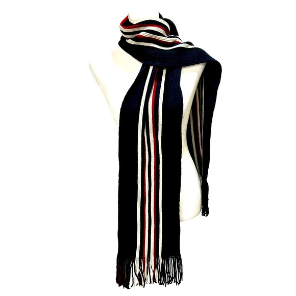 Tommy Hilfiger Other - Vintage Tommy Hilfiger Embroidered Scarf Navy Blue With Red & White Stripes